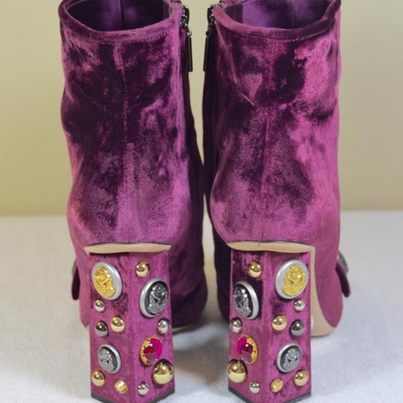 Purple Embellished Heel Ankle Boots/Booties - Picture 5 of 9